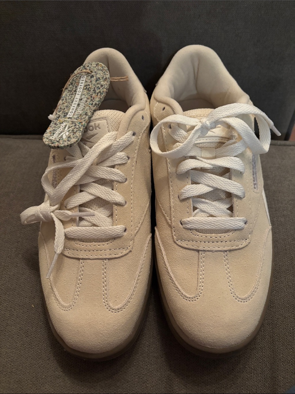 Reebok Women's Cream Suede Low-Top Sneakers with White Accents - Picture 3 of 8